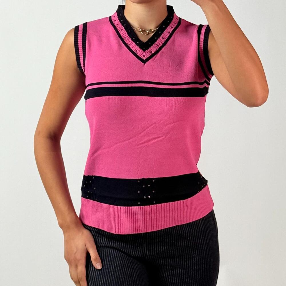 Pink and Black Studded Top XL